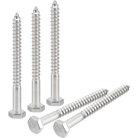 Hex Tête Retard Vis Boulons, 25pcs 1/4" X 3" 304 Inox Acier Partiel Filetage Bois Vis (1/5)