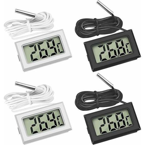 [NON UTILIZZATO] Mini termometro digitale LCD con sonda di temperatura e sensore di temperatura (2X nero 2X bianco),