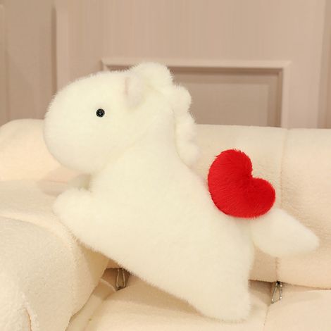 Cheval En Peluche - Coussin Cœur - Décoration Pour Fête Des Amoureux - Jouet Rembourré Pour Intérieur - 45 x 30 cm (1/5)