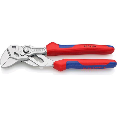 KNIPEX 86 05 180 Pinza chiave pinza e chiave in un unico utensile con manici multicomponente cromata 180 mm