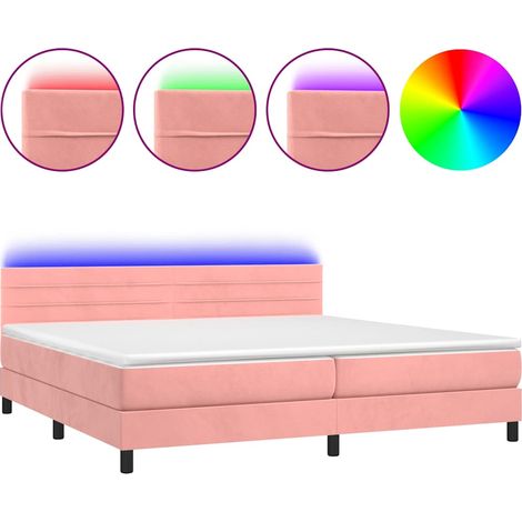 Maison Exclusive - Letto a Molle con Materasso e LED Rosa 200x200 cm in Velluto (1/5)