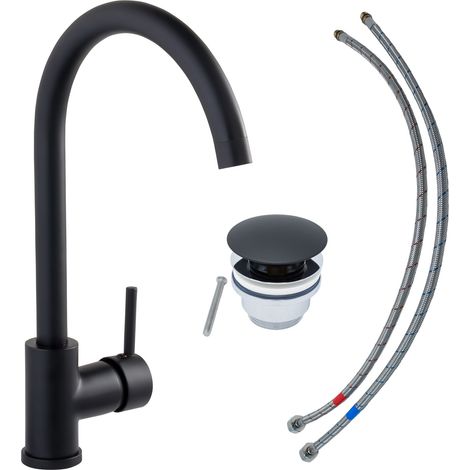 SCHÖNER WOHNEN-Kollektion Waschtischarmatur CANTIS, Wasserhahn geeignet für wandhängende Waschbecken und Aufsatzwaschbecken in Bad und Küche, Mattschwarz (1/3)
