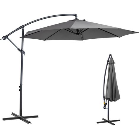 Parasol déporté suspendu banane en acier gris foncé, 3 m, pour terrasse et jardin (1/5)
