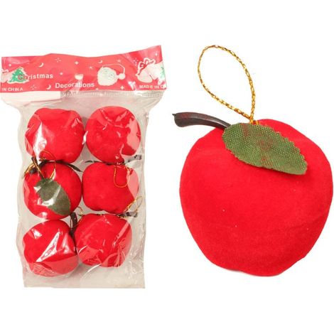 Set di 6 mele rosse floccate per ciondoli (1/3)