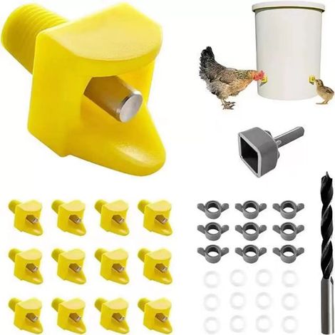 Bardusch-Lot de 16 d'irrigation pour poules, support latéral horizontal, système d'eau automatique anti-fuite, convient pour poules, canards, cailles (1/5)