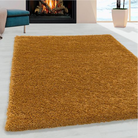 Tapis shaggy design uni rectangulaire Gadol Or 60x110