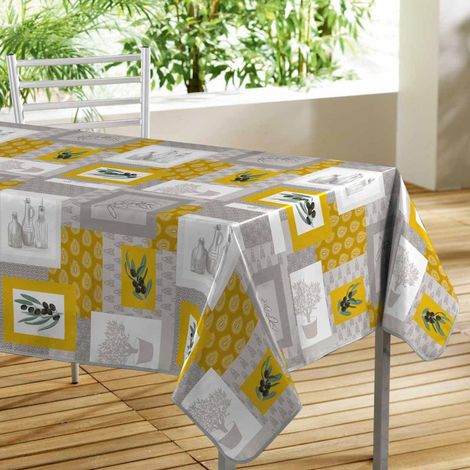 Nappe Toile Cirée Déco "Graziella" 140x300cm Jaune (1/2)