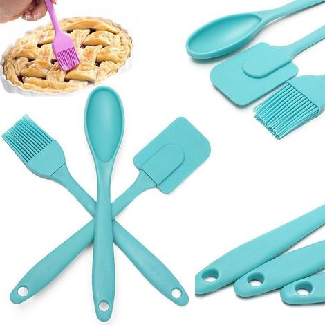 Spatola, cucchiaio e pennello da pasticceria in silicone, verde