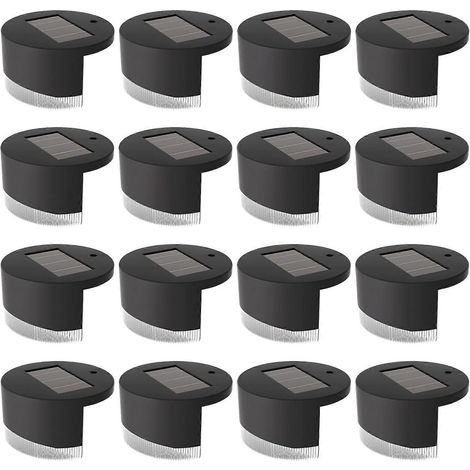 16er-Pack Solar-Zaunbeleuchtung, wasserdichte Außenleuchten, ABS-Gehäuse, weiße und warme Lichtmodi, einfache Installation für Zäune und Geländer.