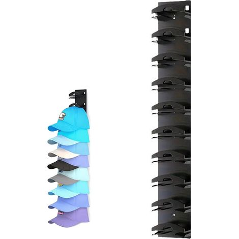Appendiabiti da parete, porta cappellini da baseball, organizer multistrato, 356 cm, viti incluse per porte/soggiorni/ingressi/armadi - Nero (1/5)