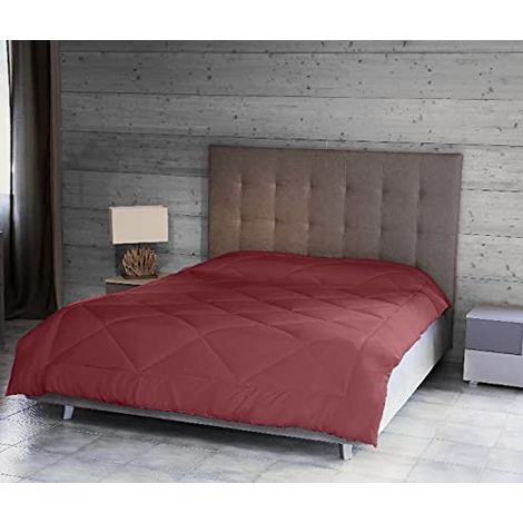 Couette Bicolor Plaine Single Hiver pour Le Lit Rouge Rose en Microfibre 150 X 200cm (1/3)