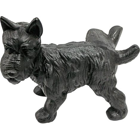 Vilain terrier écossais pissant servant de serre-livre et butée de porte Rouge 10 x 18 x 15 cm (1/5)