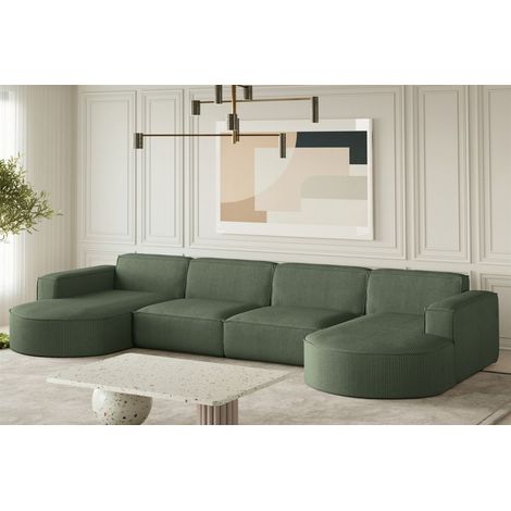 Wohnlandschaft U-Form Sofa PALMA XL in Stoff Scala Forest (1/2)