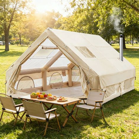 Wolketon Tienda hinchable multifuncional con ventanas de ventilación y almacenamiento compacto 300 × 400 × 210 cm (1/5)