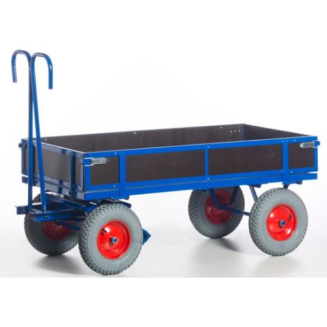 Rollcart Handpritschenwagen mit Holzbordwänden 960x660x410mm Vollgummi