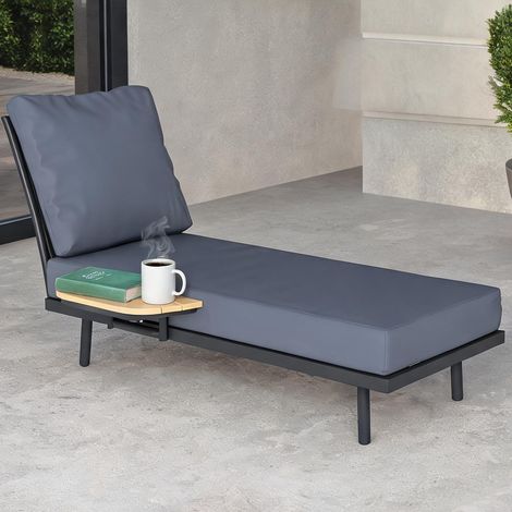 Transat gris en métal Polyester Mousse 58 x 137 x 75 cm (1/5)