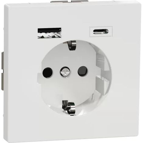 Merten Schuko Steckdose mit USB Ladegerät, Lotosweiß, System Design MEG2367-6035 (1/2)