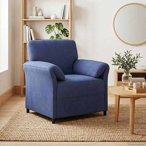 vidaXL Canapé 1 place Bleu police 88 x 83 x 95 cm Velours (1/4)