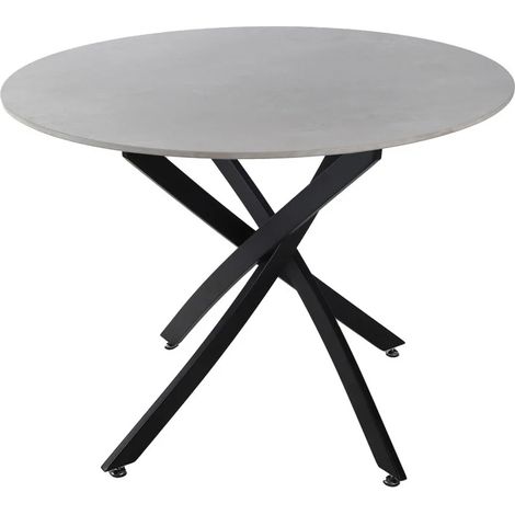 Table ronde D. 100 cm céramique gris pieds croisés métal - RYDER 2 (1/5)