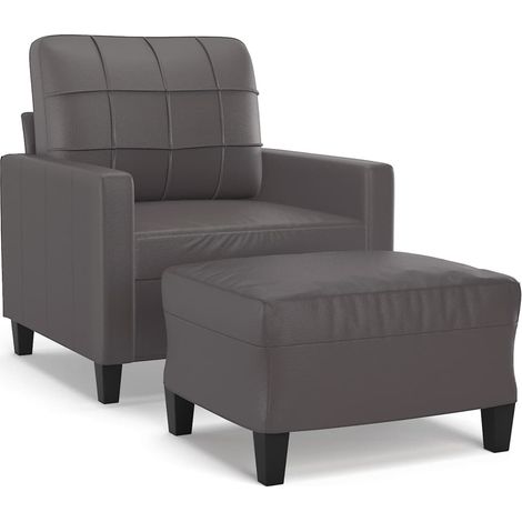 Maison Exclusive - Sessel mit Hocker Grau 60 cm Kunstleder