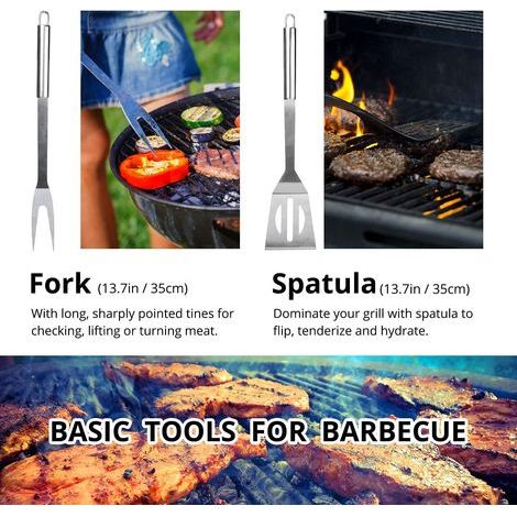Ensemble d'ustensiles de Barbecue Professionnels en Acier Inoxydable avec Sac Facile à Transporter (9 PCS) (1/4)