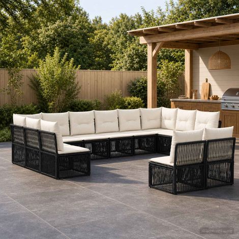 Set Divano da Giardino 12 pcs Nero polyrattan vidaXL (1/5)