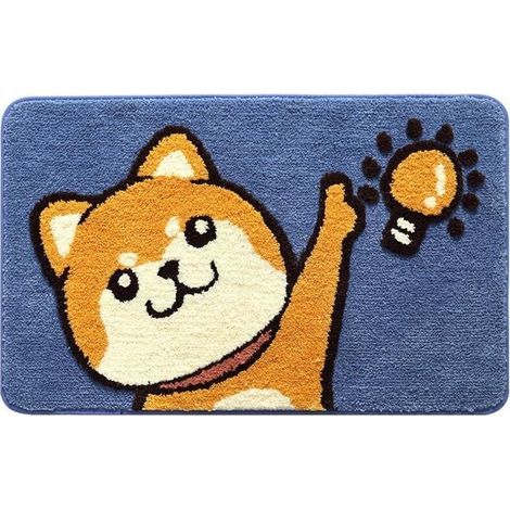 Tapis de bain antidérapant à motif chien de dessin animé, tapis de salle de bain d'intérieur floqué (1/5)