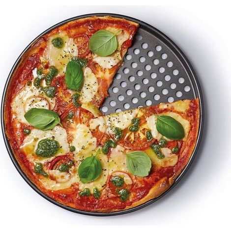 Plaque à pizza - Kitchen Craft - KCMCHB14 - Anti-adhésif - 32 cm - Perforée (1/2)
