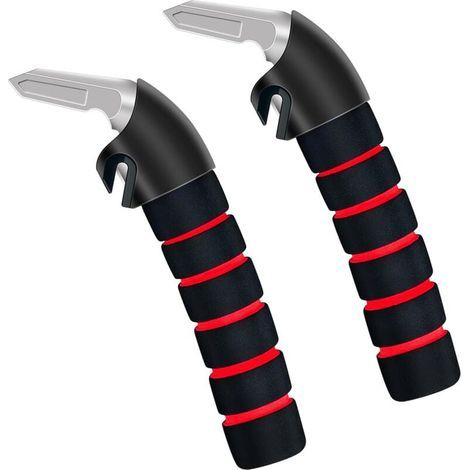 Paquet de 2 poignées de porte de voiture pour personnes âgées, poignée de support auxiliaire, poignée multifonction adaptée aux personnes âgées handicapées, poignée de serrure de porte de voiture (rou (1/4)