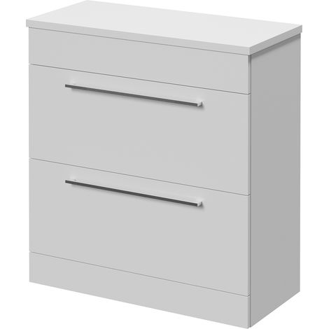 Napoli 390 Gloss White 800mm 2 Drawer Vanity Unit for Countertop Basins - 800mm - Chrome 480mm Handle