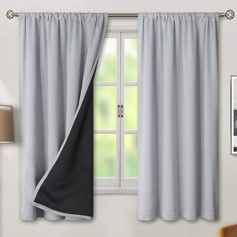 Lot de 2 Rideaux Occultants-Rideaux Passe-Tringle 132x160 cm - 100% Occultants & Anti-Bruit, Isolation Thermique Extreme (1/5)