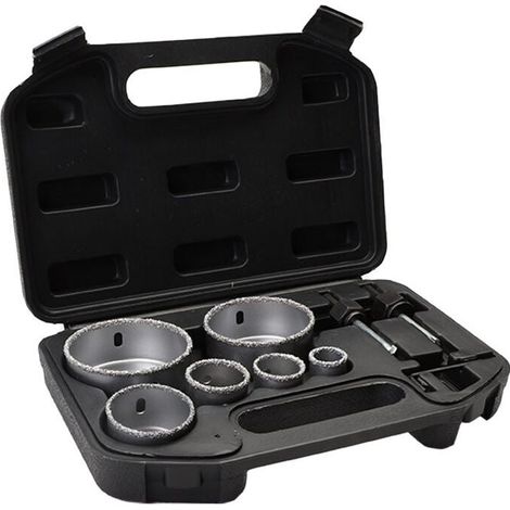 Kit de scie cloche enduit de diamant pour carrelage avec boîte de rangement en alliage 6 trous 22-73 mm coupe de béton durable portable (1/5)