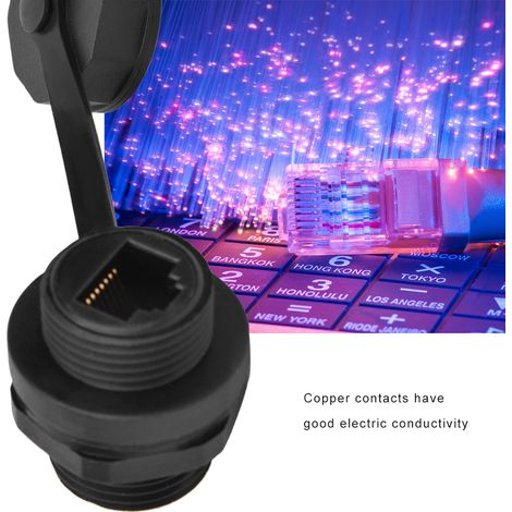Connecteur RJ45 femelle étanche IP67 CAT5/6 câble réseau prise cœur (1/5)