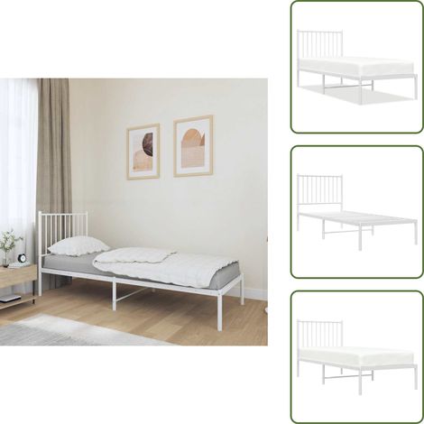 Cama de invitados - vidaXL Estructura cama sin colchón con cabecero metal blanco 75x190 cm - Cama de metal