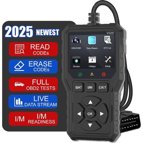 V529 OBD2 Valise Diagnostic Auto, Diagnostic Voiture Multimarque avec Fonctions Complètes OBDII, Lecteur Codes Défaillance Moteur 10 Langues, Détection de Tension, pour Voitures 1996 et Ultérieures (1/5)