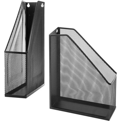 Organiseur de magazines en acier tressé, porte-documents décoratif, boîte de rangement pour dossiers de bureau, accessoire de rangement de bureau, noir (1/5)