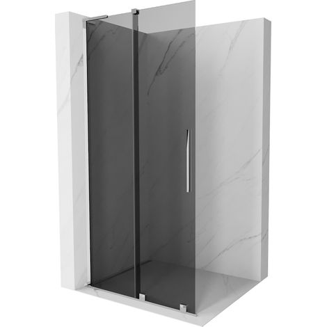 Mexen Velar L Duschwand Schiebetür Walk-In 110 x 200 cm, Graphit 8 mm, Chrom - 871-110-003-43-01