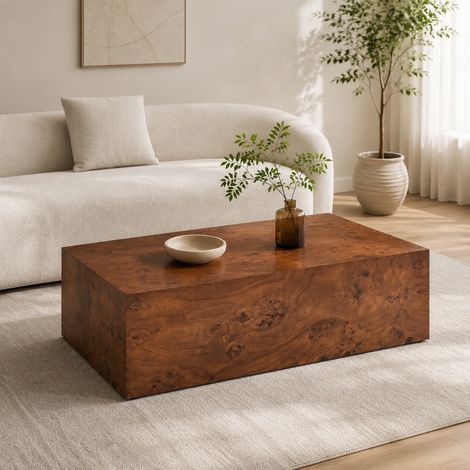 Tavolino da salotto minimalista in effetto legno, design moderno, struttura stabile, MDF, noce (1/5)