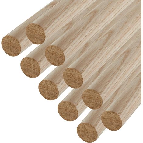 SOTECH Kleiderstange Garderobenstange Rundstab Holzstab zum Basteln Ø 30 mm Eiche Länge: 80 cm , 10 Stück
