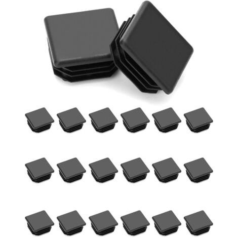 LaBlanc – 20 Stück 30 x 30 mm Klappenkappen für Vierkantrohr, quadratische schwarze Kunststoffkappe, Endkappe für Rohrrohr, Endkappen