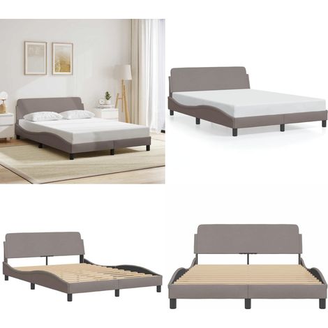 Cadre de lit sans matelas taupe 140x200 cm tissu - Cadre De Lit - Lit Double - Lit Taupe - Literie - Meuble Chambre - Home & Living (1/5)