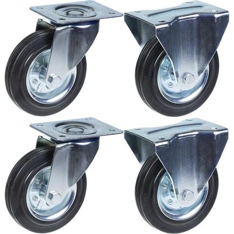 Rollen - 160 mm - Schwarz - Set von 4 - Drehbar und fest