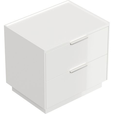 Design Nachttisch Kommode Artem 60cm, 2 Softeinzüge lackiert Weiß Hgl (1/5)