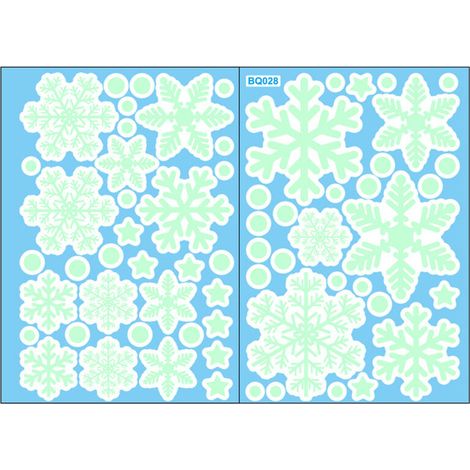 Autocollant lumineux de flocon de neige de Noël, sticker mural auto-adhésif en PVC, décoration phosphorescente pour mur, porte, fenêtre et plafond (1/5)