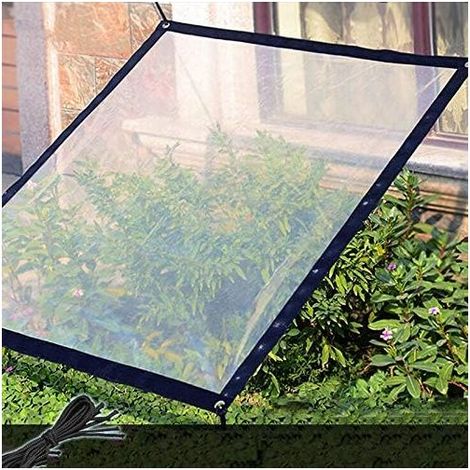 Bâche transparente imperméable avec œillets - 2x4m - Bâche pliable et résistante aux intempéries - Corde incluse