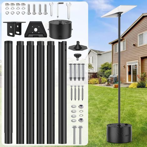 Kit de Support Longue, 7.9FT Réglable Ground Pole Mount avec Adaptateur de Tube Internet Standard pour Cour Jardin Extérieur (1/5)