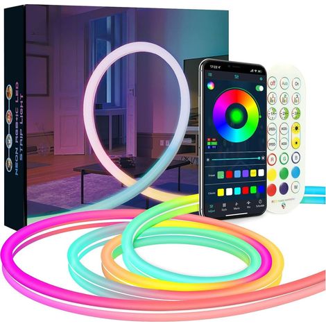 Striscia LED 24V Neon RGB IC 3MT IP67 Esterno Gommata Sincronizzabili APP (1/4)