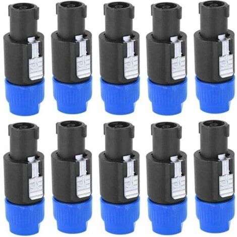 10 Pièces Speakon Connecteur d'Amplificateur de Câble4 , XU,Broches Prise de Haut-Parleur Audio Résistant à l'eau C-NL4FC (Bleu) - (1/4)