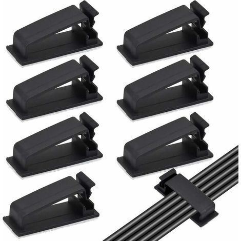 50PCS Noir Clips Câbles Adhésifs, Rangement de Câbles, Gestion de Câble pour Organiseur de Fils Electriques pour câbles Ethernet TV, Chargeur, Voiture, PC, Bureau, Maison, Cordon Électrique (1/5)