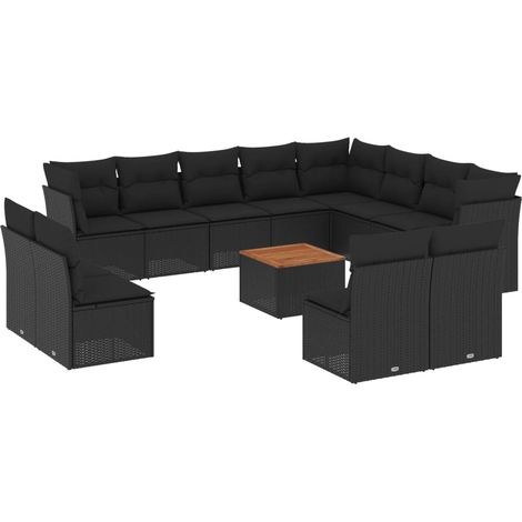 Maison Exclusive - Set de sofás de jardín y cojines 13 pzas ratán